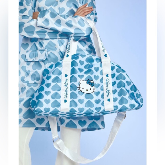Hello Kitty | Bags | New Hello Kitty Hearts Print Blue Duffle Bag ...